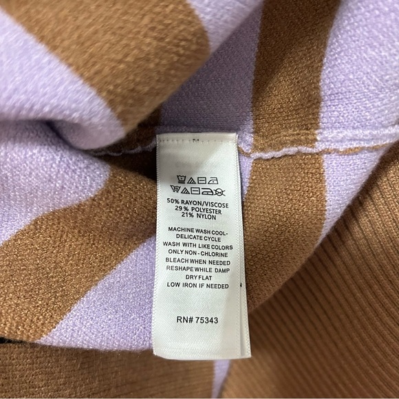 Tahari Brown and Light Purple Striped Turtleneck Sweater XS - Picture 6 of 6
